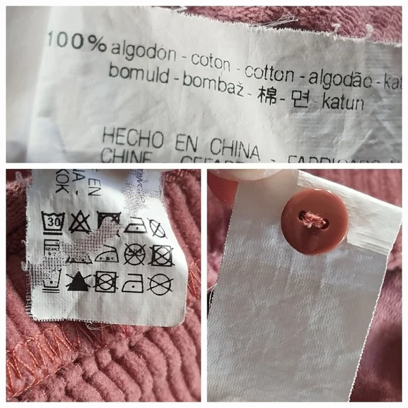 ZARA High Waist Corduroy Culotte Pant Womens S Pink Wide Leg Cropped - Picture 8 of 11